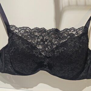 Soma Bra 38D Black Lace Cami Underwire Molded Cups Convertible Straps Modest EUC